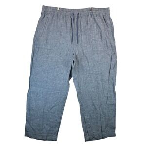 Athleta Linen Coastal Wide Leg Beach Pants Chambray Blue 22‎ Old Money Nautical